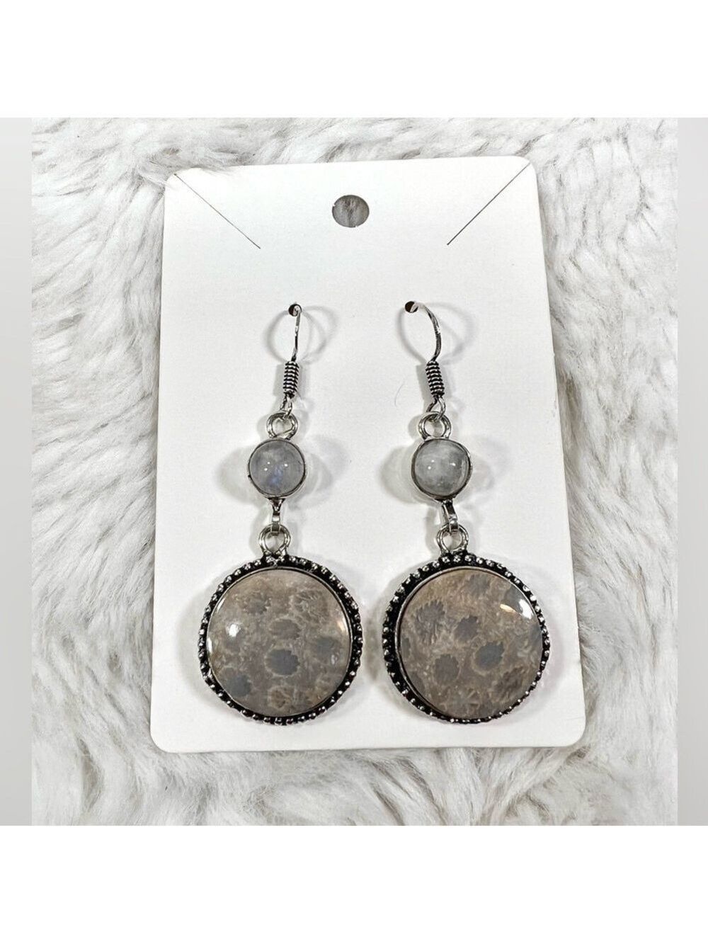 Fossil Coral 925 Large Gemstone Necklace Bracelet & Earrings - Picture 4 of 11
